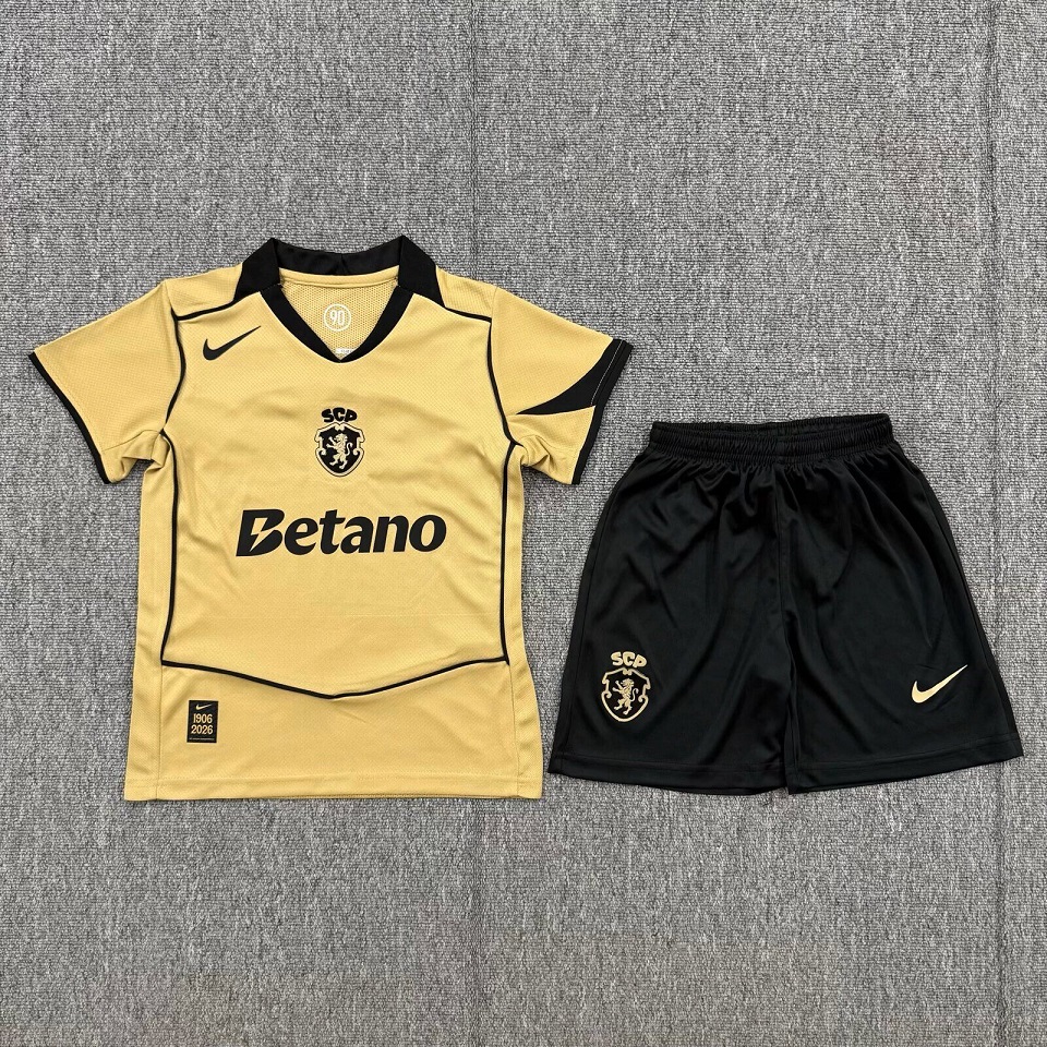 Kids-Sporting Lisbon 26/27 Away Golden Soccer Jersey